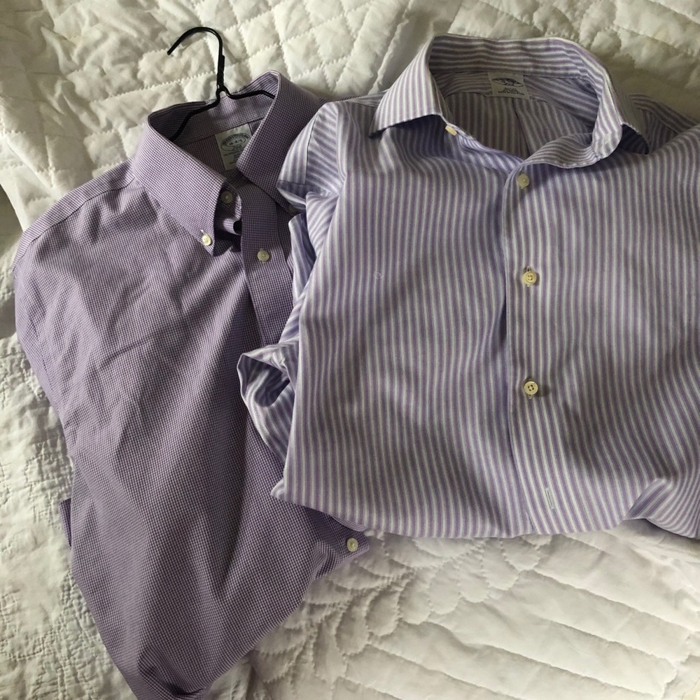 Pair of Brooks Brothers 346 slim fit dress shirts